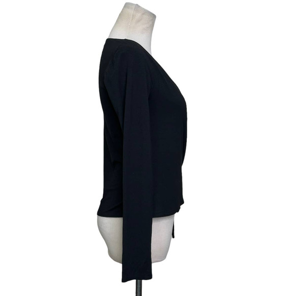 Velvet black long sleeves faux wrap top size Small - Picture 2 of 13